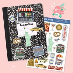 New Vintage New York Sticker Sheet Featuring Famous Landmarks