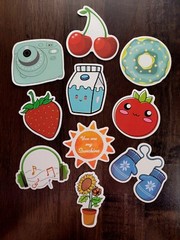 STICKERS x 10 Cherry Tomato Strawberry Milk Headphones Mitten Flower 23V8