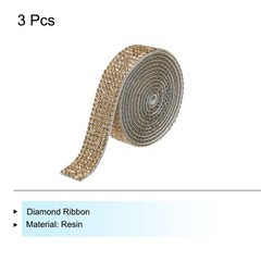 3 Roll 1 Yard 8mm Crystal Rhinestone Diamond Yellow Luminous Ribbon