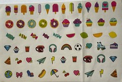 MINI FOOD Sticker(63pc) Pizza•Ice Cream•Popsicle•Candy •Fruit•Cherry•Card Making