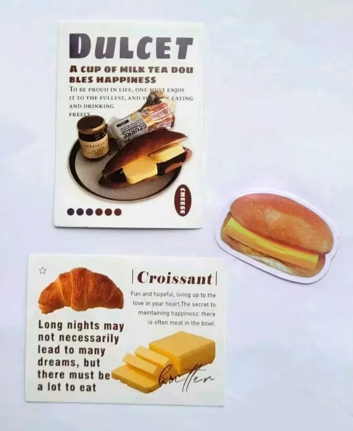 Dessert Stickers Food Sweet Croissant Delicious Butter Bread Lot 3 Pcs