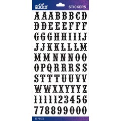 Sticko Alphabet Stickers Black Glitter Carnival Small