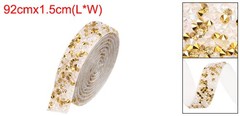 3/5 Inch x 1 Yard Crystal Rhinestone Sticker Ribbon Gold