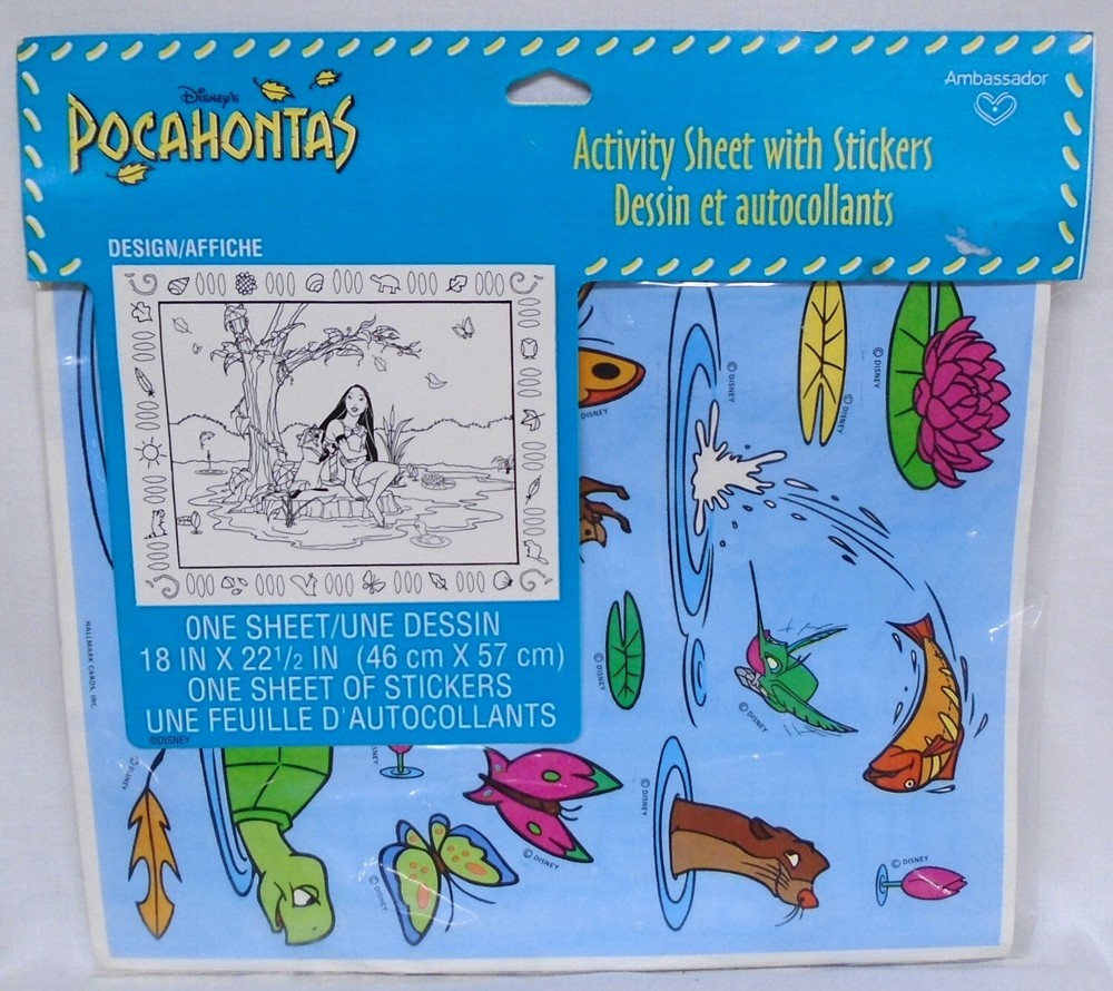 Hallmark Ambassador Disney Pocahontas Activity Sheet with Stickers 18″ x 22-1/2″