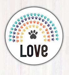 60 Dog Paw Rainbow Love Pet Stickers Labels Dog Lover Envelope Seals 1.5” Round