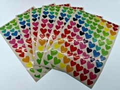 Paper Heart Shaped Stickers total 504 pcs 6 Pages Varied sizes Phone Decor US