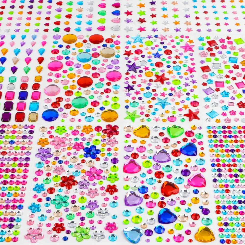 3330Pcs Gem Stickers,Rhinestone Jewel Stickers for Crafts Self Adhesive,Stick on