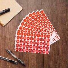 10 Sheets Round Number Stickers, 1-50 Consecutive Number Labels, Red(1″ Each)