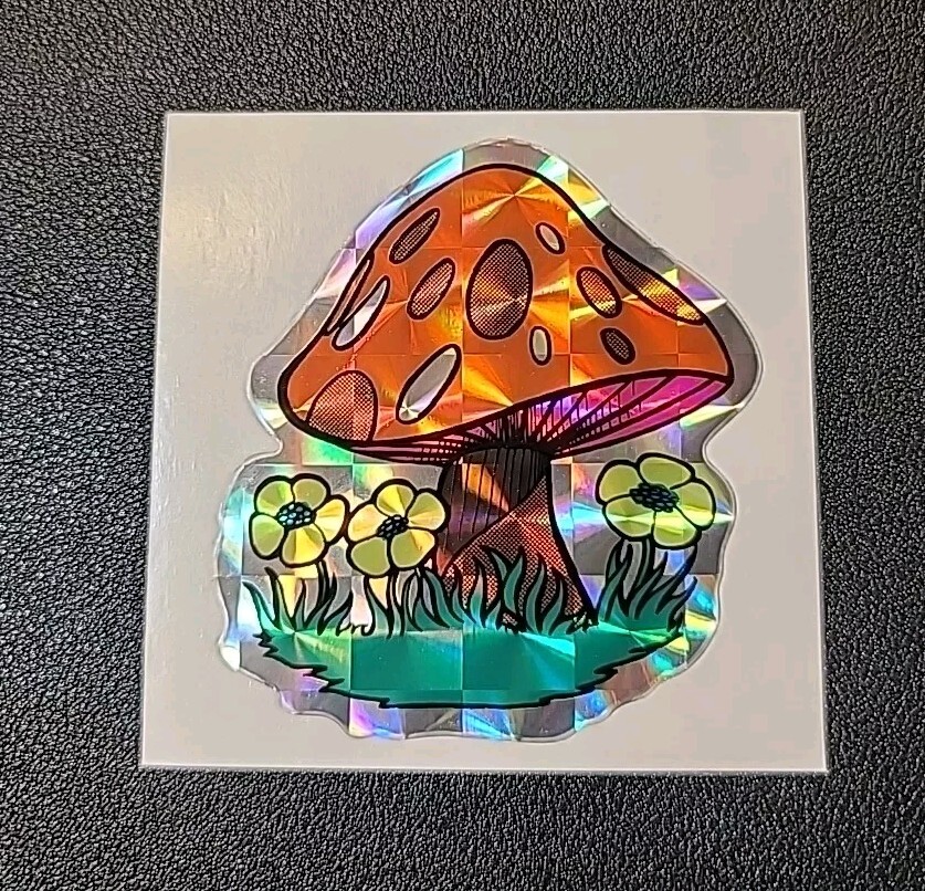 Mushroom Prismatic Prism 🍄 Vending Machine 80’s Sticker RARE!