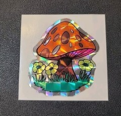 Mushroom Prismatic Prism 🍄 Vending Machine 80’s Sticker RARE!