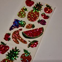 VTG HAMBLY STUDIOS PRISMATIC STICKERS FRUIT FOOD BANANA PEAR ORANGE