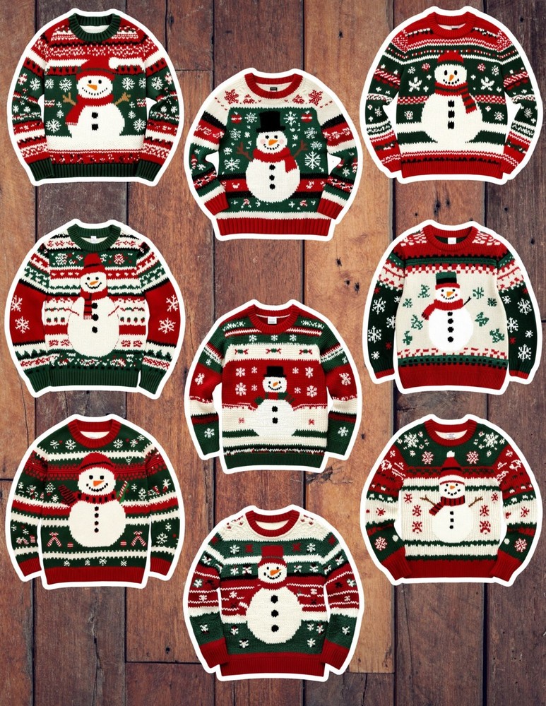 Ugly Christmas Sweater Viny Die Cut Stickers Set Scrapbooking Laptop Waterbottle