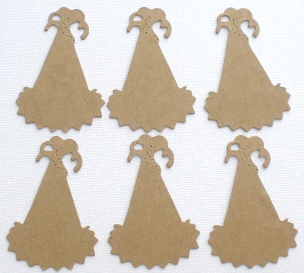 (5) PARTY HATS – Bare Unfinished Chipboard Die Cuts – 2″ x 3″