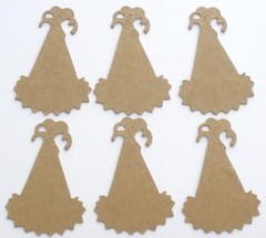 (5) PARTY HATS – Bare Unfinished Chipboard Die Cuts – 2″ x 3″