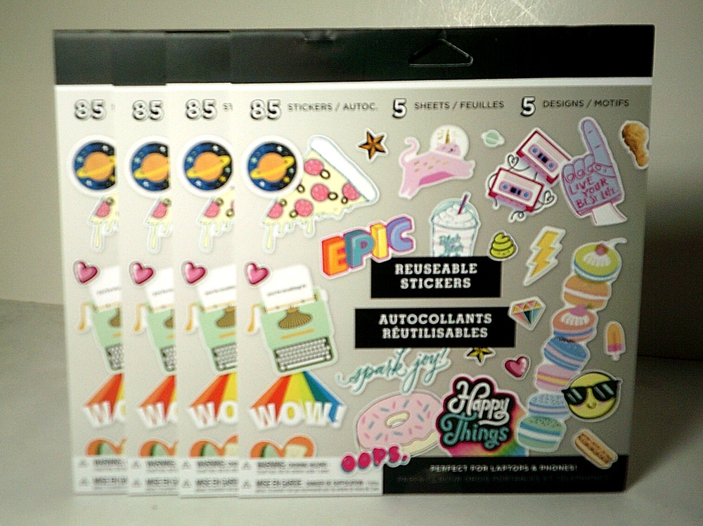Reusable Stickers Wide Variety Perfect for Laptop Phone Animals Sayings 4 Books