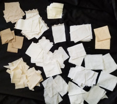 Vintage Assorted White Ivory Off White Fabric Scraps Slow Stitching – Lot of 30