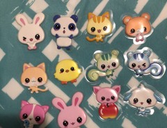 Kawaii Japan Fuwawan Twin Candy Animals Puffy Sticker Sack Htf Vintage