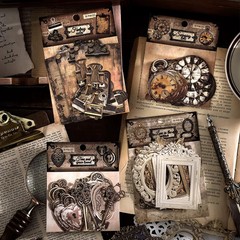 30 Steampunk Mechanical Clock Stickers for DIY Scrapbook Journal Embellishment