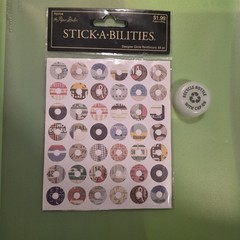 Retro Vintage Washer Circle Circular Stickers Junk Journal Scrapbook Planner