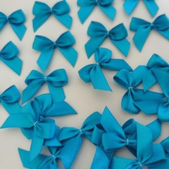 Micomon 50pcs 1.2-Inch Mini Bows for Crafts Satin 3/8″ ribbon, turquoise