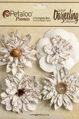 Printed 4 WHITE Wild Blossoms Pack DAISIES 55-60cm Across Darjeeling Petaloo I