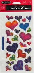 Vintage Sticko flat stickers SPARKLE HEARTS Love theme 51417 FAST FREE shipping!