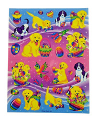 Vintage Lisa Frank Sticker Sheet Holiday Easter Dogs Birds Egg S254-08 1990 4×6″