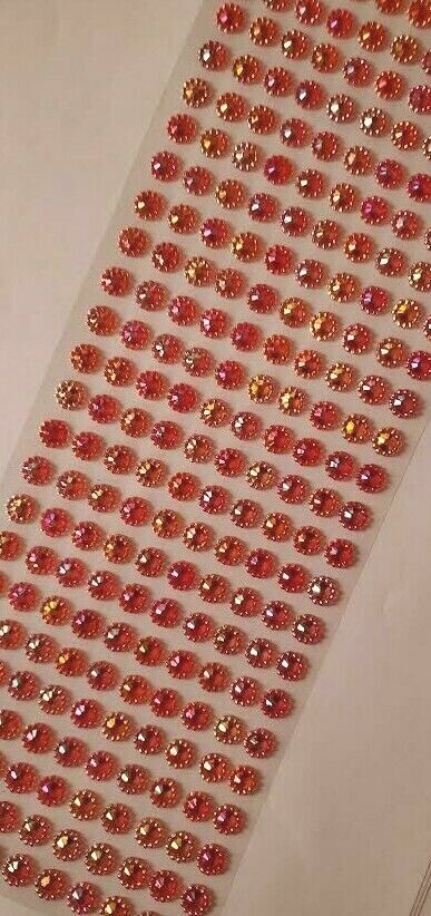 CraftbuddyUS 240 pcs x 8 mm Self Adhesive Faceted Round Gems,Color- AB CERISE