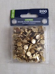 200 Brass Paper Fasteners, ½», brass plated steel, Paper Craft, multi medium art