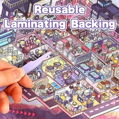 10 Sets Big Size DIY 3D Sticker Scene Collection Book Isometric Miniature Cozy R