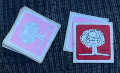 Vintage 80s Novelty Sticker Lot 31 NOS Unused + 1 Display Cartoon Face