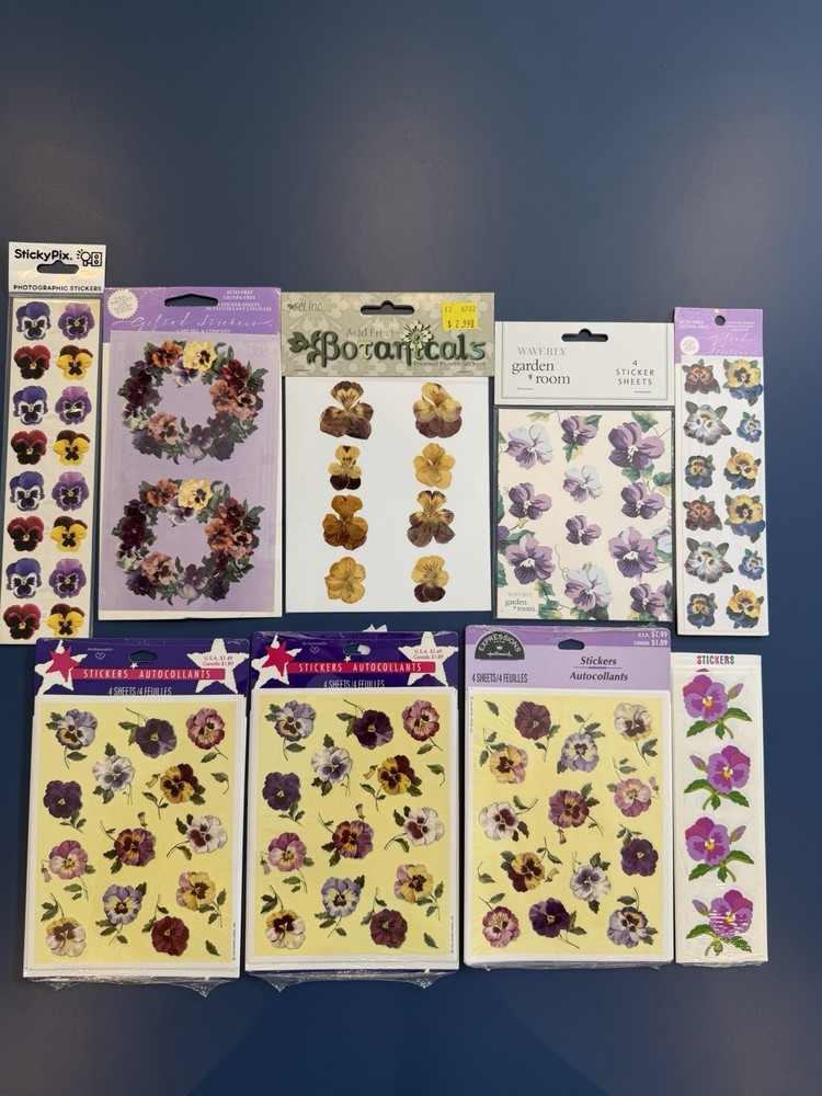 Vintage Stickers Flowers & Cats 17 Packets Multiple Sheets Per Pack New