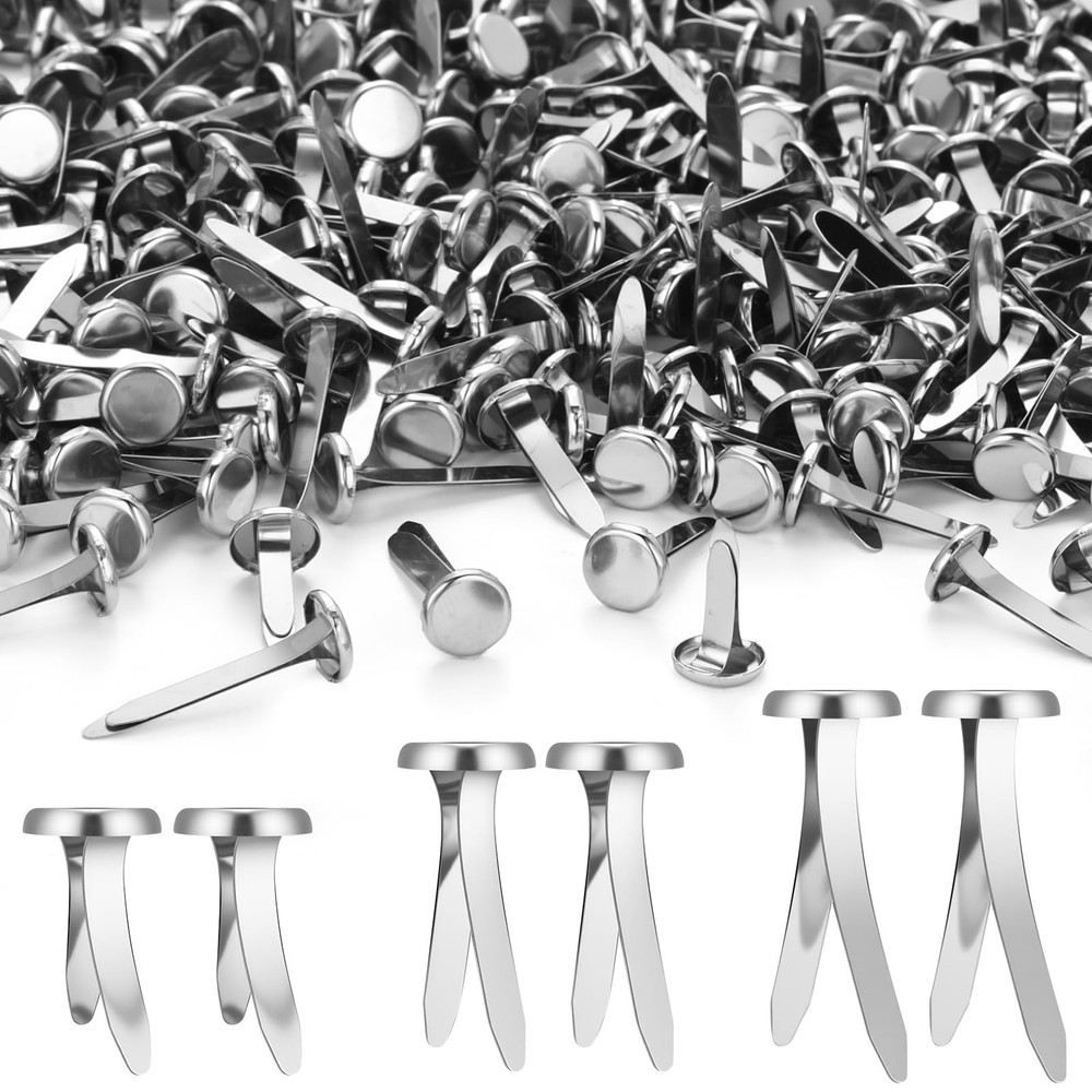 Ferraycle 500 Pieces Mini Brads Fasteners Brass Paper Fasteners Metal Round P…