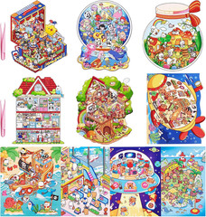 10 Sets DIY 3D Sticker Scene Sticker Therapy Cute Cartoon Stickers Scene Make Yo