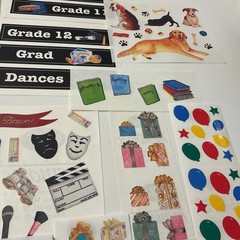 Creative Memories 15 Sticker Blocks and Strips Music School Dogs Bows Balloons
