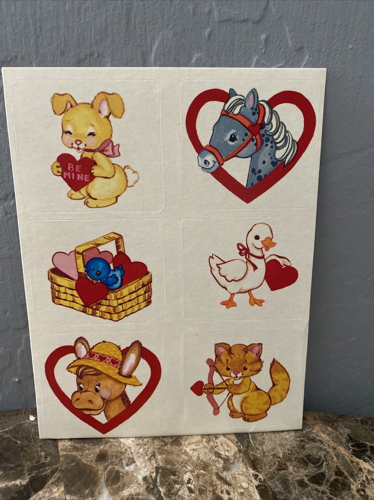 Sangamon Holiday Stickers Vintage 1 Sheet Made in USA Valentines Day