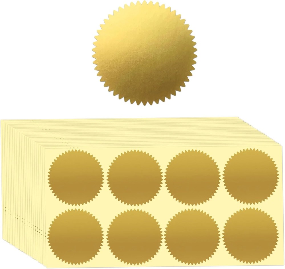200 Gold Metallic Embossing Stickers for Certificates and Awards Sealing