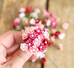 Handmade 100 pcs Mini Flowers Mulberry Paper Flowers 13-15 mm Scrapbook Craft Ca