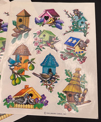 Vintage 1990s Hallmark Bird Birdhouse Stickers Two Sheets in Package Made in USA