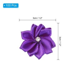 PATIKIL 1.2 Inch Small Ribbon Flowers, 100 Pcs Satin Ribbon Flowers Mini Fabr…