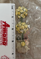 Prima Flowers Floral Topiary Yellow Embellishment Burlap Paper Crafting Lot Of 4