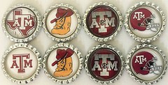 SET OF 8 «TEXAS A & M AGGIES» FLAT BOTTLECAPS! party favors,hairbows