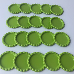 LOT of 50- 1 inch Lime Green Flat Bottle Caps