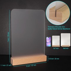 Frosted Blank Rectangle Acrylic Sign with Wooden Stands – 10 Pack DIY Customi…