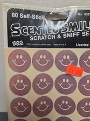 1 Sheet Of Vintage Stickers Eureka Scratch N Sniff Smiles Licorice