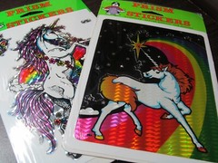 2 PC PRISM STICKER SHEETS VINTAGE UNICORN RAINBOW VINTAGE PRISMATIC NIP NIGHT