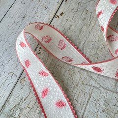 2.63 yards x 1.75 antique Pink French Ribbon silk woven 18th century note hand