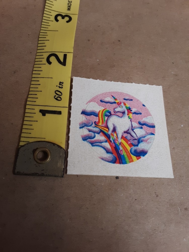 Vtg 1980’s Lisa Frank Sticker Rainbow Unicorn 1.5″ Circle Clouds