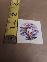 Vtg 1980’s Lisa Frank Sticker Rainbow Unicorn 1.5″ Circle Clouds