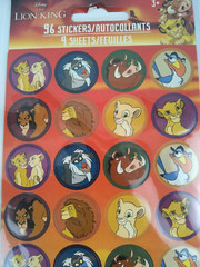 The Lion King Stickers Kids Disney Round Kiara Rafiki Simba 4 Sheets 96 count 3+